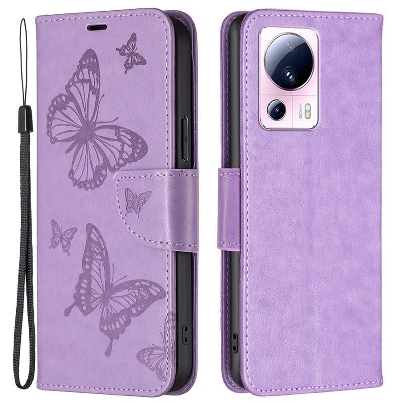 Pillangó könyv tok Xiaomi 13 Lite-hoz - lila