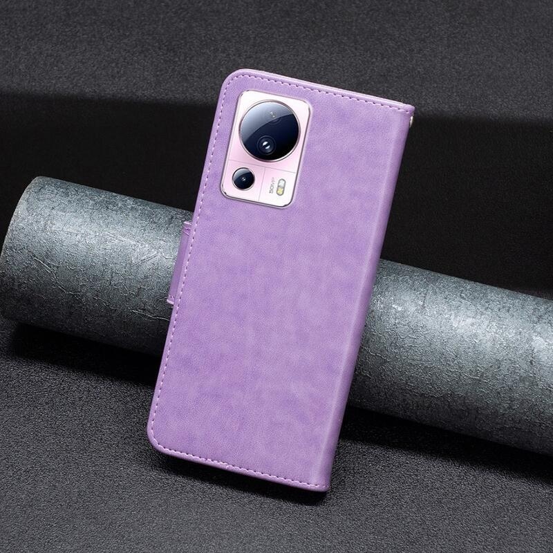 Pillangó könyv tok Xiaomi 13 Lite-hoz - lila