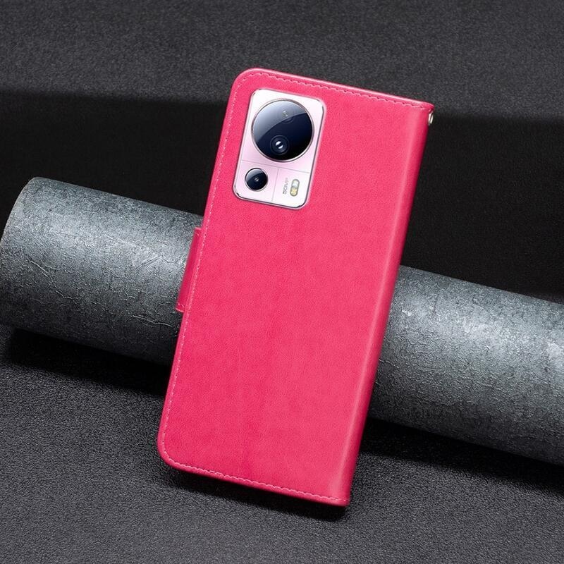 Pillangó könyv tok Xiaomi 13 Lite-hoz - rózsaszínű