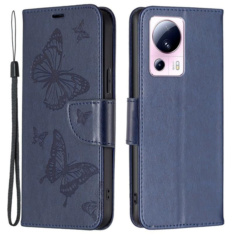 Pillangó könyv tok Xiaomi 13 Lite-hoz - sötétkék