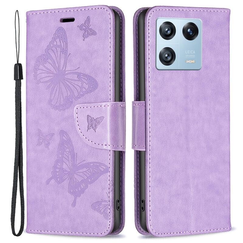 Pillangó könyv tok a Xiaomi 13 Pro-hoz - lila