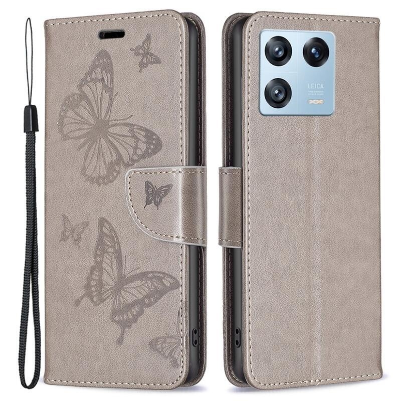 Pillangó könyv tok Xiaomi 13 Pro-hoz - szürke