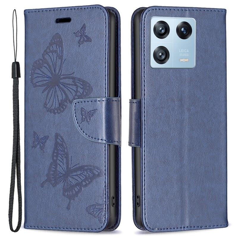 Pillangó könyv tok Xiaomi 13 Pro-hoz - sötétkék