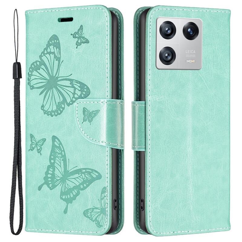 Pillangó könyv tok Xiaomi 13-hoz - zöld