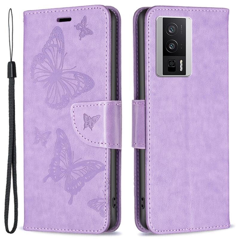 Pillangó könyv tok a Xiaomi Poco F5 Pro-hoz - lila