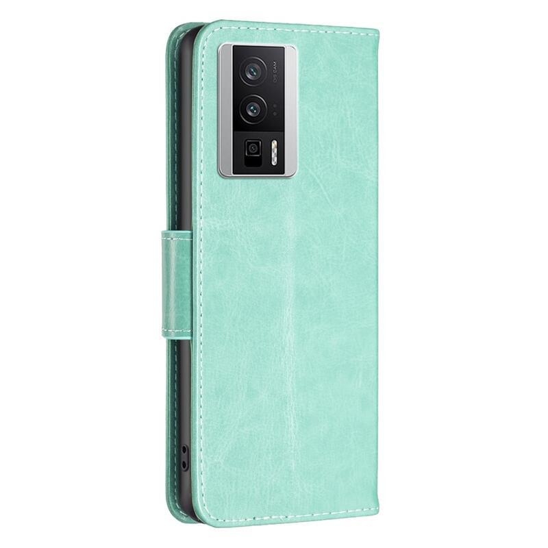 Pillangó könyv tok a Xiaomi Poco F5 Pro-hoz - teal színű