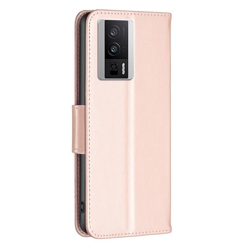 Pillangó könyv tok a Xiaomi Poco F5 Pro-hoz - rózsaarany színben