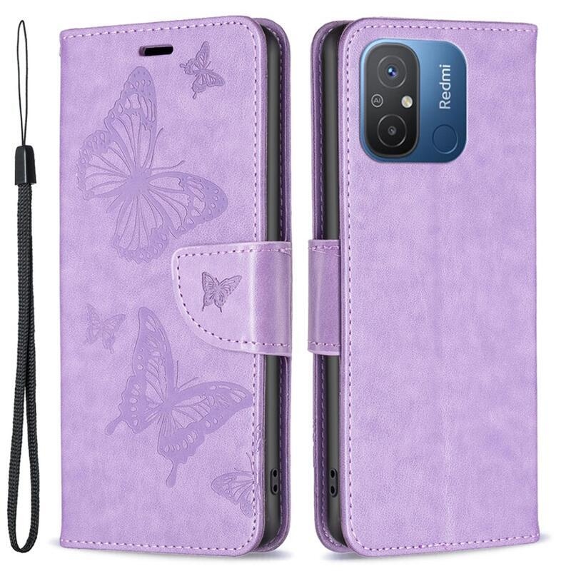 Pillangó könyv tok Xiaomi Redmi 12C-hez - lila