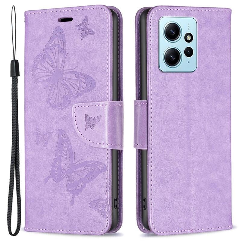 Pillangó könyv tok a Xiaomi Redmi Note 12 4G-hez - lila