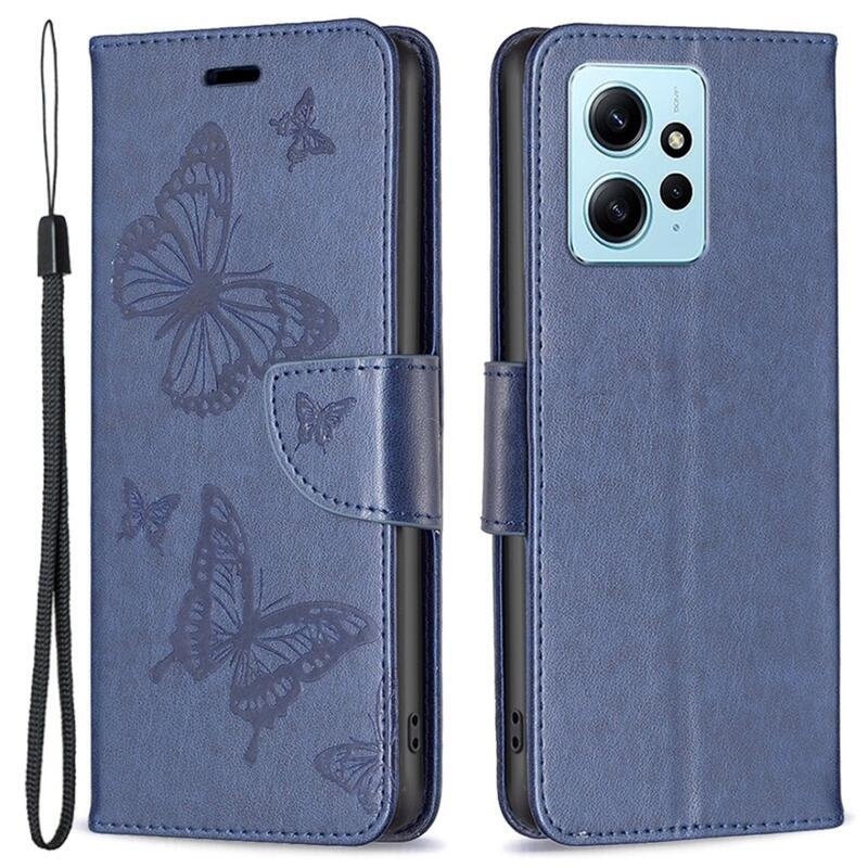 Pillangó könyv tok a Xiaomi Redmi Note 12 4G-hez - kék