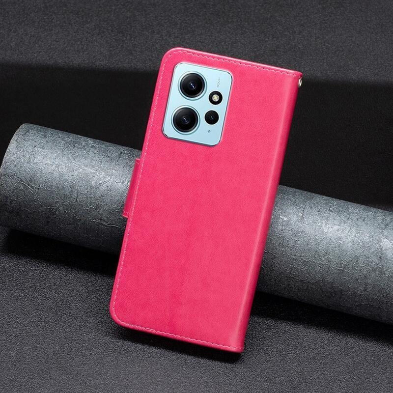 Pillangó könyv tok a Xiaomi Redmi Note 12 4G-hez - rózsaszínű