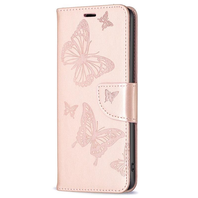 Pillangó könyv tok Xiaomi Redmi Note 12 4G - rózsaarany színben