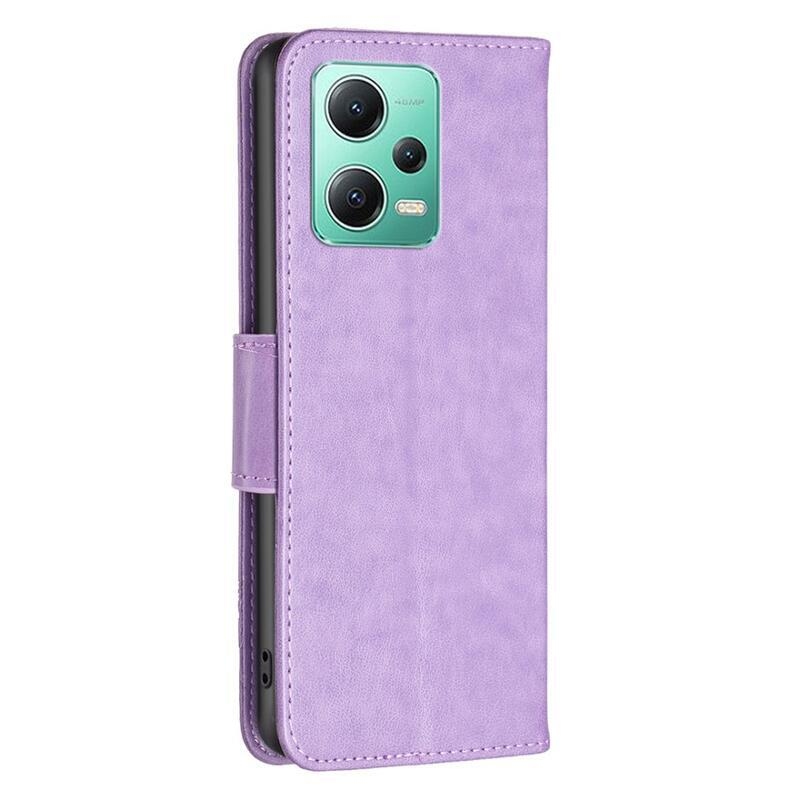 Pillangó könyv tok a Xiaomi Redmi Note 12 5G/Poco X5 5G számára - lila