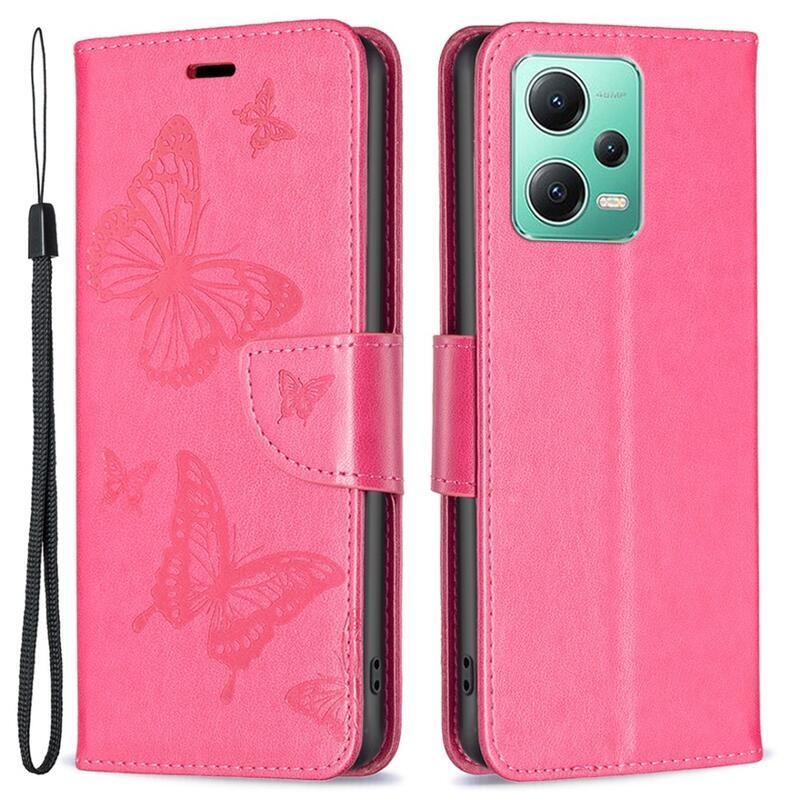 Pillangó könyv tok Xiaomi Redmi Note 12 5G/Poco X5 5G - rózsaszínű