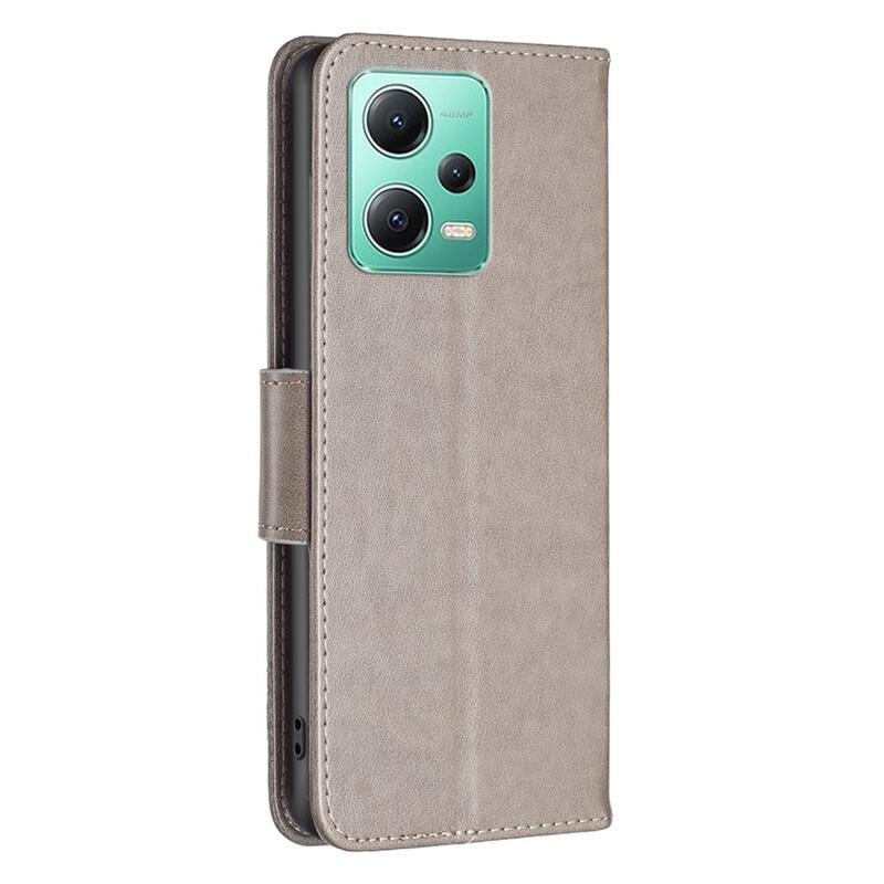 Pillangó könyv tok a Xiaomi Redmi Note 12 5G/Poco X5 5G számára - szürke