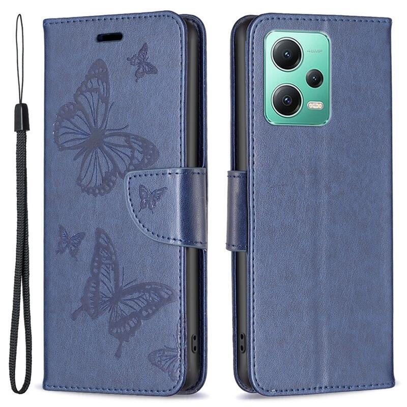 Pillangó könyv tok Xiaomi Redmi Note 12 5G/Poco X5 5G - sötétkék