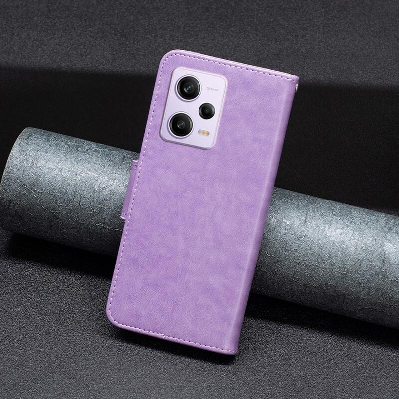 Pillangó könyv tok a Xiaomi Redmi Note 12 Pro 5G/Poco X5 Pro 5G számára - lila