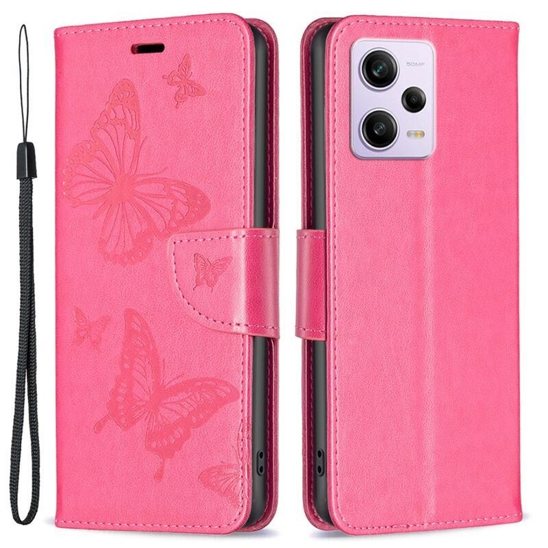 Pillangó könyv tok Xiaomi Redmi Note 12 Pro 5G/Poco X5 Pro 5G - rózsaszínű