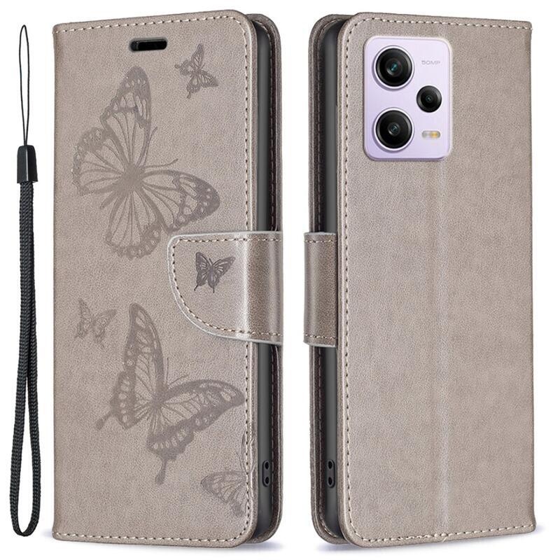 Pillangó könyv tok Xiaomi Redmi Note 12 Pro 5G/Poco X5 Pro 5G - szürke
