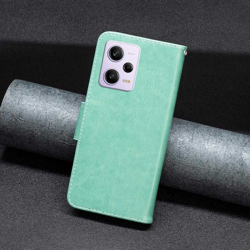 Pillangó könyv tok a Xiaomi Redmi Note 12 Pro 5G/Poco X5 Pro 5G számára - zöld