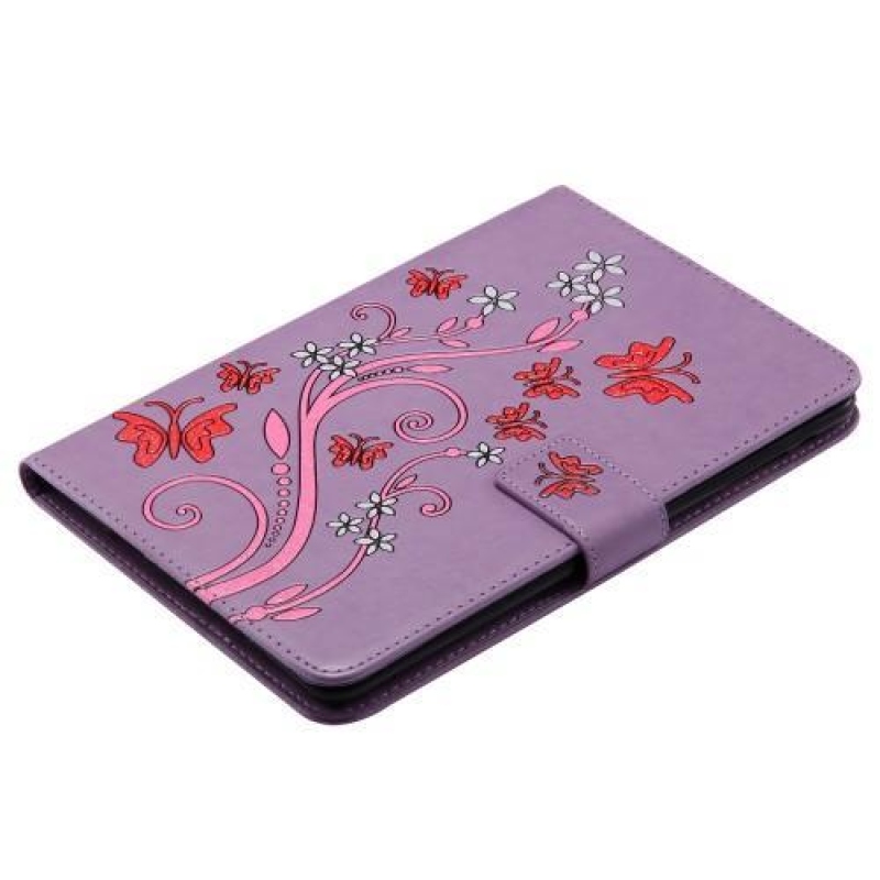 Pillangó PU bőr könyvtáska iPad mini, iPad mini 2, iPad mini 3 iPad minihez - lila