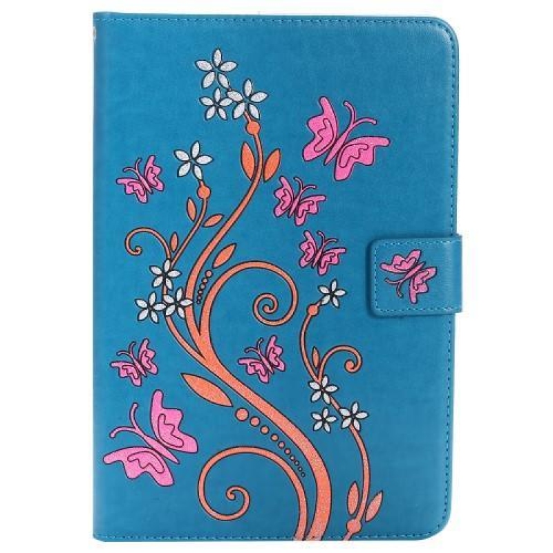 Pillangó PU bőr könyvtáska iPad mini, iPad mini 2, iPad mini 3 iPad minihez - kék
