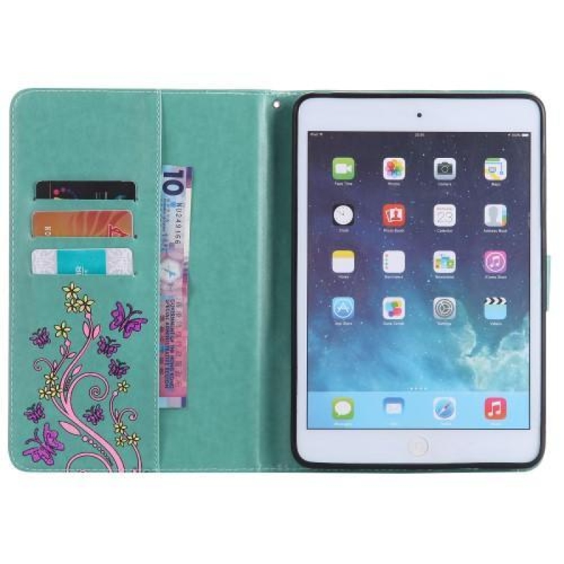 Pillangó PU bőr könyvtáska iPad mini, iPad mini 2, iPad mini 3 iPad minihez - zöld színű