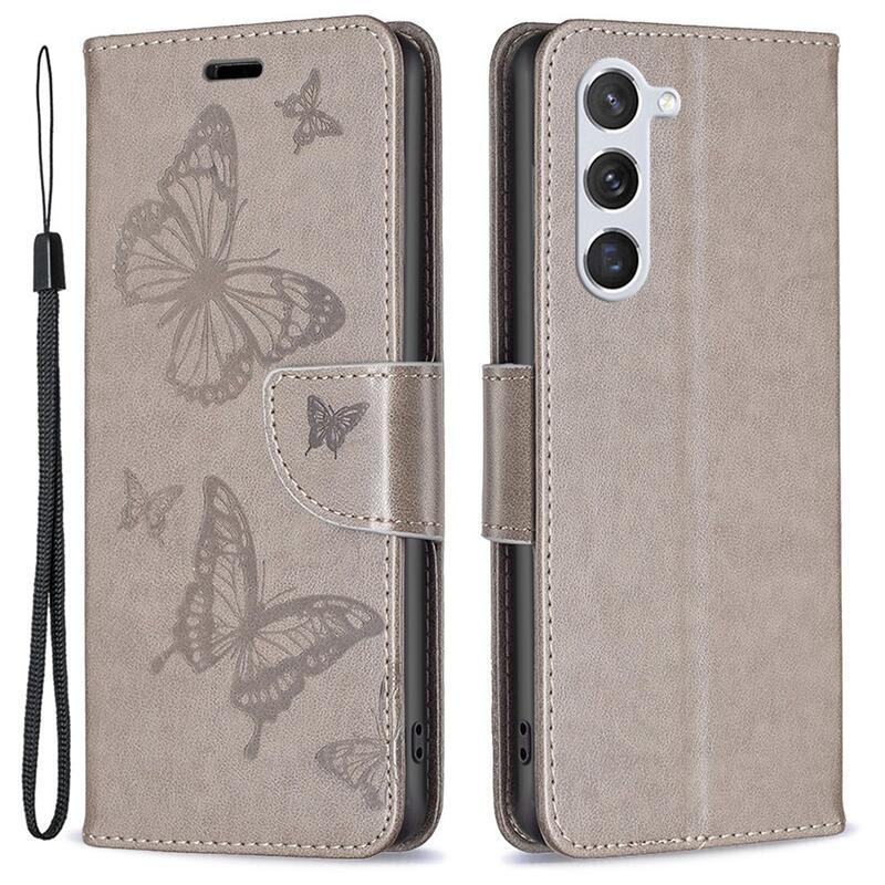 Pillangó pénztárca tok Samsung Galaxy S23-hoz - szürke