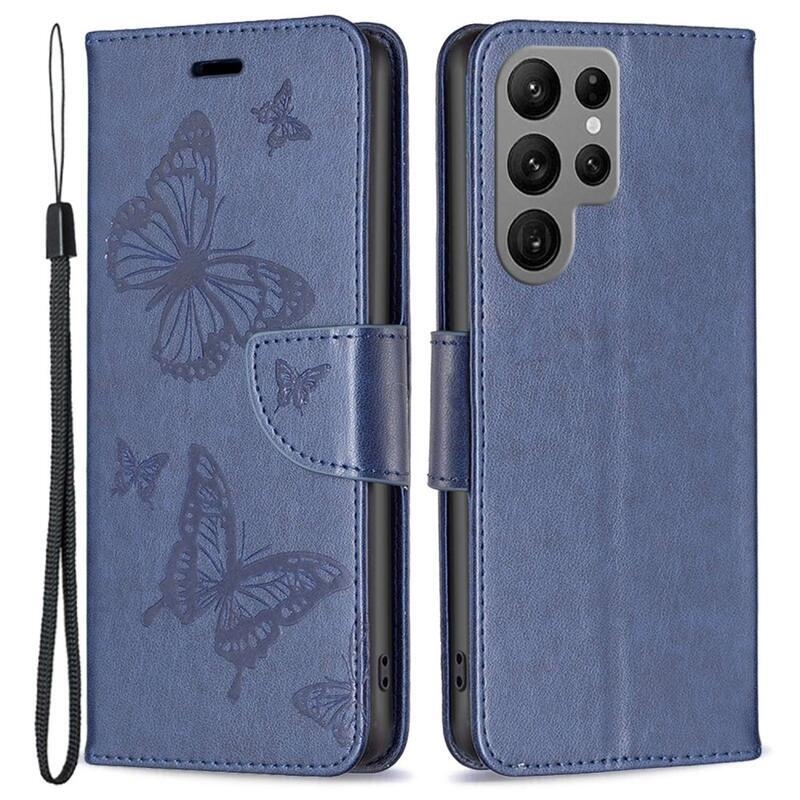 Pillangó pénztárca tok Samsung Galaxy S23 Ultra készülékhez - sötétkék