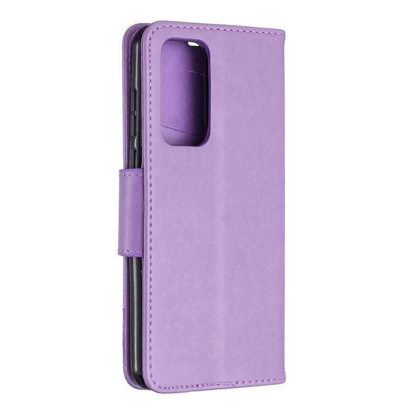 Pillangó PU bőr pénztárca tok a Huawei P40-hez - lila