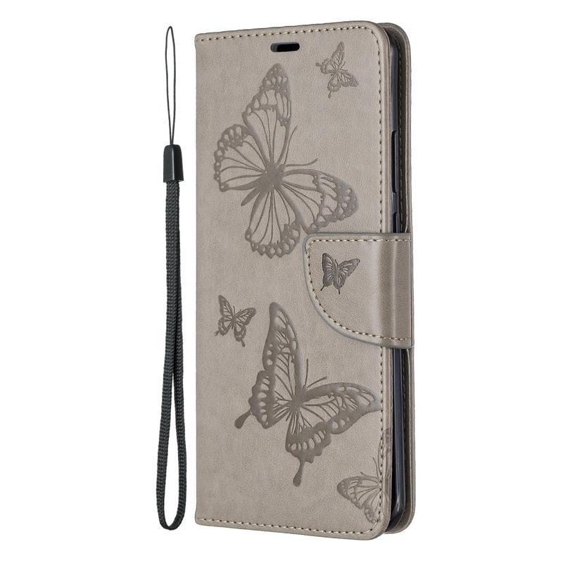 Pillangó PU bőr pénztárca tok Huawei P40 Pro - szürke
