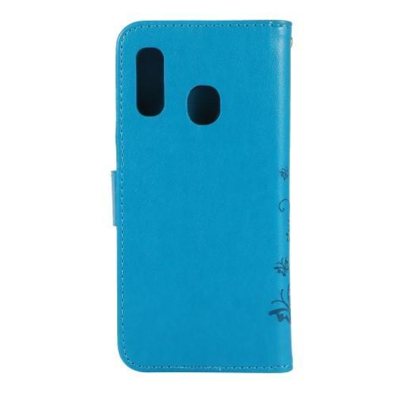 Pillangó PU bőr pénztárca tok Samsung Galaxy A20e készülékhez - kék