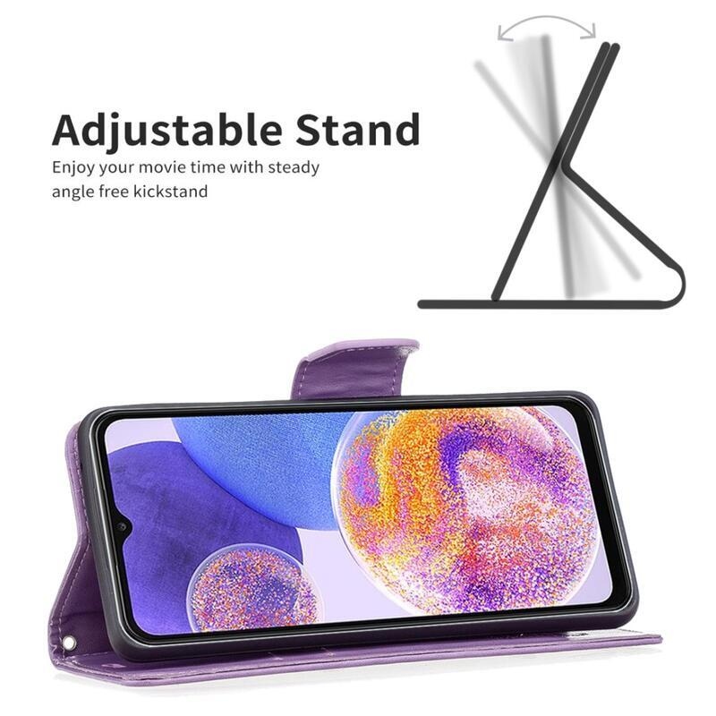 Pillangó PU bőr pénztárca tok Samsung Galaxy A23 4G/5G - lila