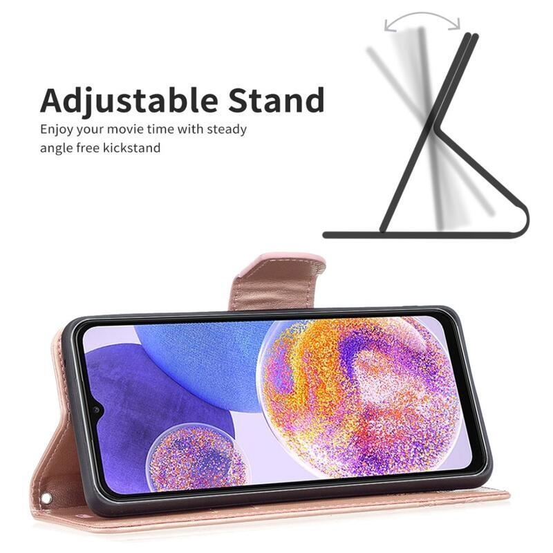 Pillangó PU bőr pénztárca tok Samsung Galaxy A23 4G/5G - rózsa arany