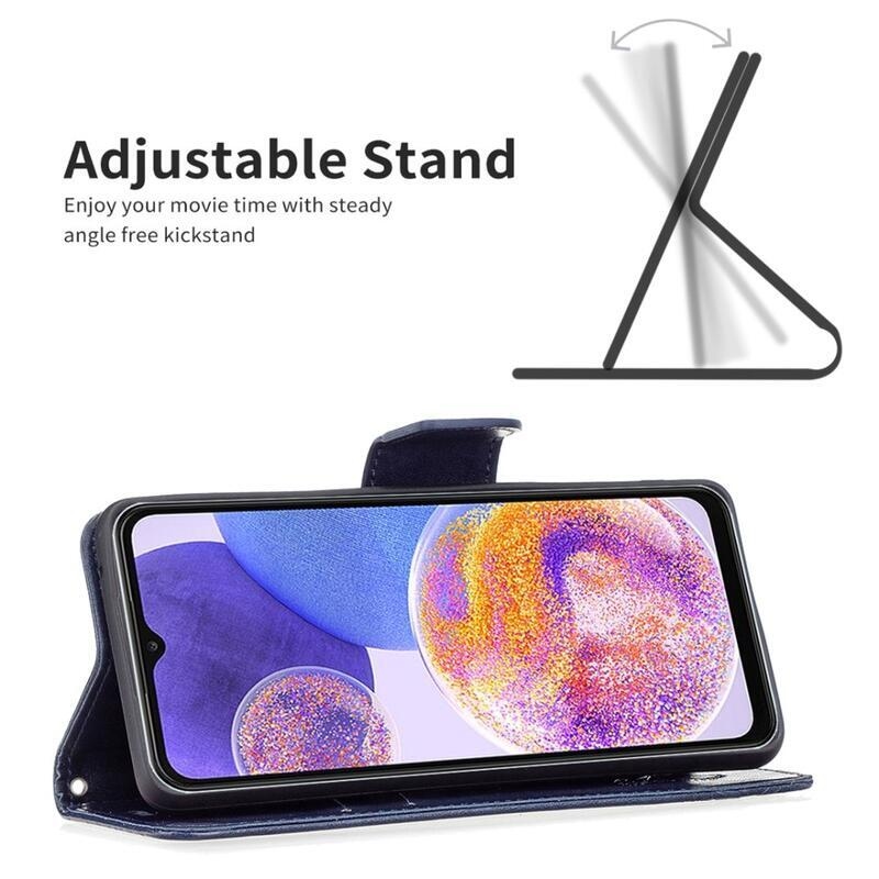 Pillangó PU bőr pénztárca tok Samsung Galaxy A23 4G/5G - sötétkék