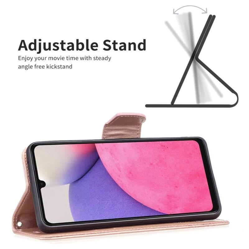 Pillangó PU bőr pénztárca tok Samsung Galaxy A33 5G - rózsaarany