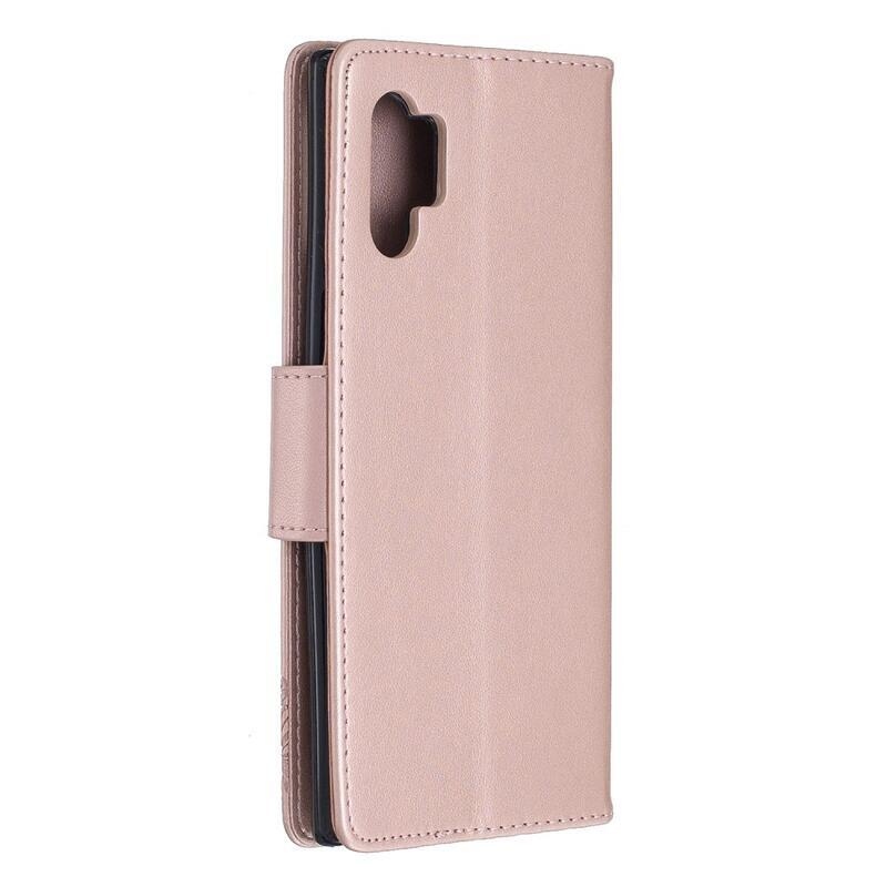 Pillangó PU bőr pénztárca tok Samsung Galaxy Note 10 Plus-hoz - rózsaarany színű