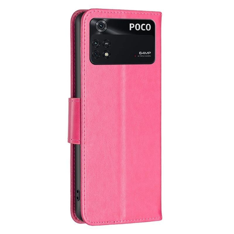 Pillangó PU bőr pénztárca tok Xiaomi Poco M4 Pro 4G - rózsaszínű