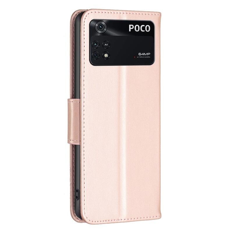 Pillangó PU bőr pénztárca tok Xiaomi Poco M4 Pro 4G - rózsa arany