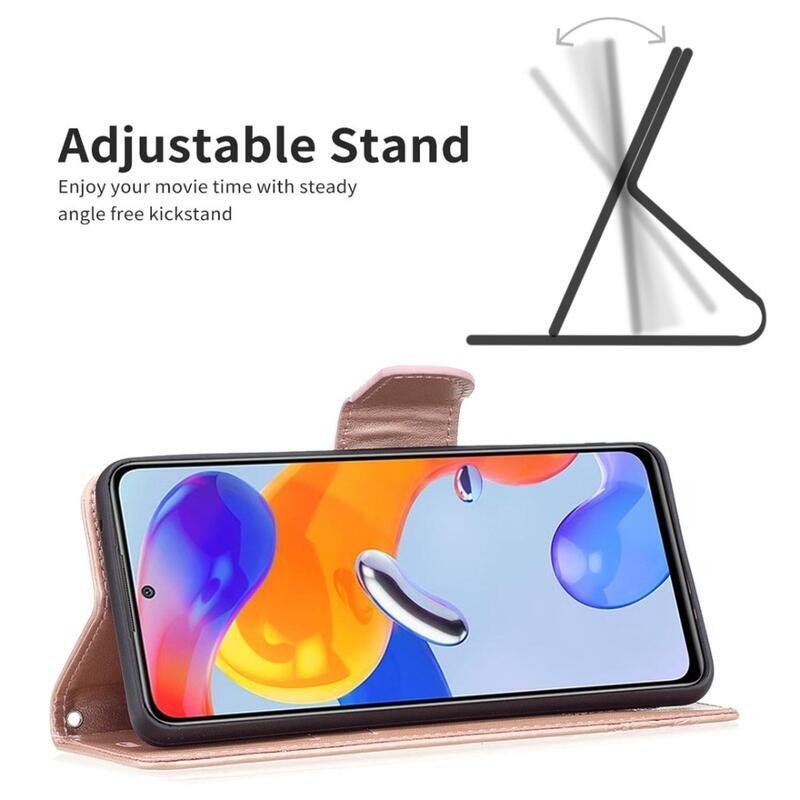 Pillangó PU bőr pénztárca tok Xiaomi Poco M4 Pro 4G - rózsa arany