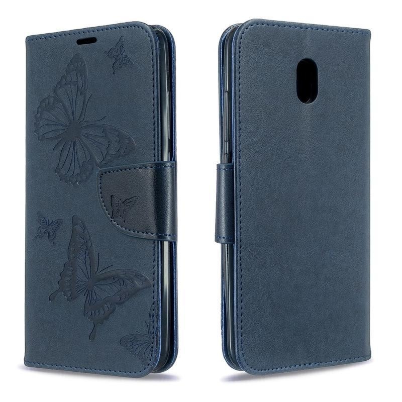 Pillangó PU bőr pénztárca tok Xiaomi Redmi 8A-hoz - kék