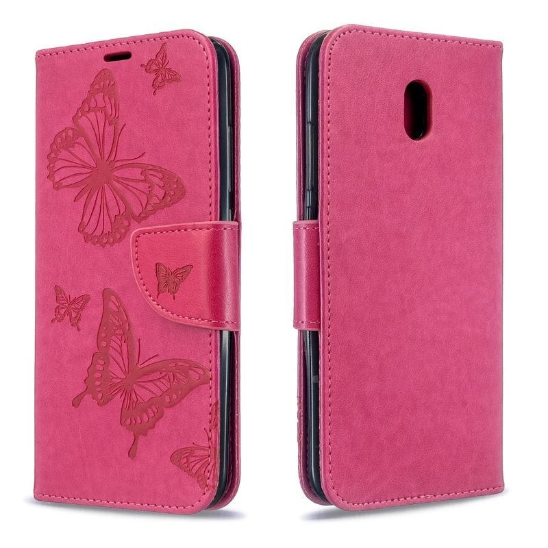 Pillangó PU bőr pénztárca tok Xiaomi Redmi 8A - rózsa