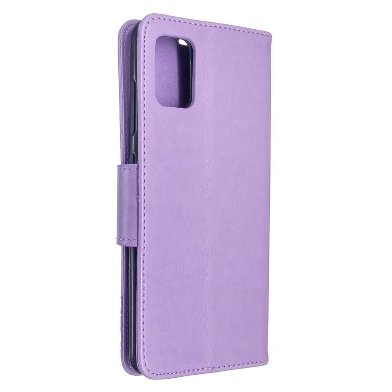 Pillangó PU bőr tok Samsung Galaxy A51 készülékhez - lila