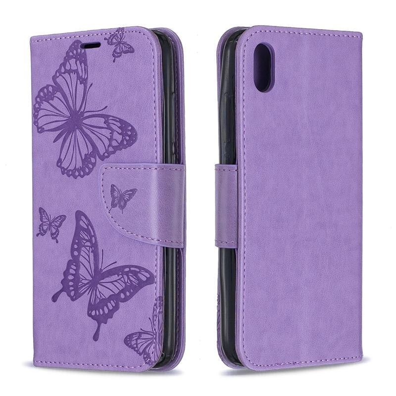 Pillangó PU bőr tok a Xiaomi Redmi 7A-hoz - lila