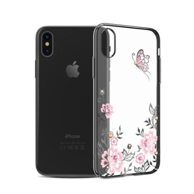 Pillangó Swarovski műanyag tok iPhone X készülékhez - fekete