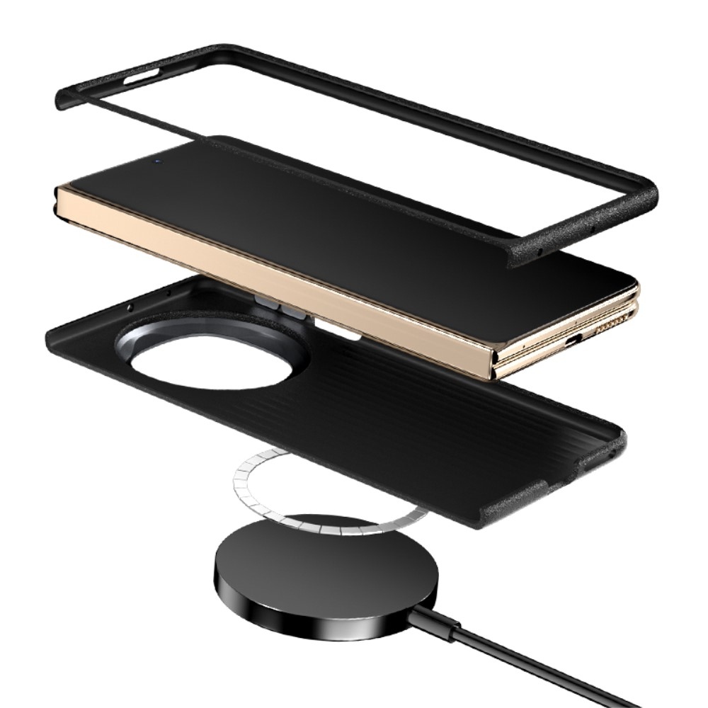 ABEEL tok műanyag borítás műbőrrel a Huawei Mate X6 készülékre - fekete