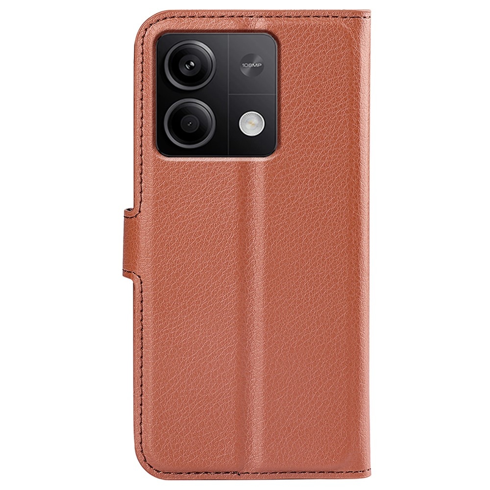 Litchi könyv tok a Xiaomi Redmi Note 13 5G-hez - barna színben