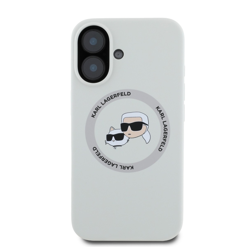 Karl Lagerfeld Liquid Silicone K&CH Heads MagSafe hátlapi borító iPhone 16 bézs színűre