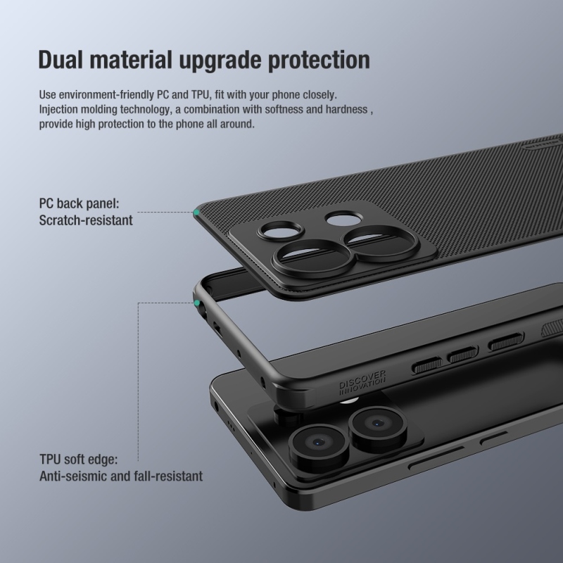 Nillkin Super Frosted PRO hátlap a Xiaomi Redmi Note 13 Pro 5G/Poco X6 5G számára Fekete