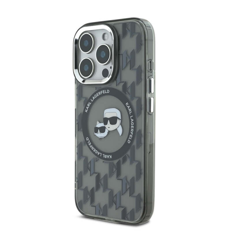 Karl Lagerfeld IML Monogram K&CH Heads MagSafe hátlapi borító iPhone 16 Pro-hoz Fekete